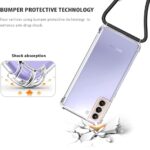 Hoesje geschikt voor Samsung Galaxy S21 5G met koord - draagriem - nek - kettinghoesje - Antishock - Transparant
