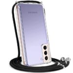 Hoesje geschikt voor Samsung Galaxy S21 5G met koord - draagriem - nek - kettinghoesje - Antishock - Transparant