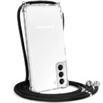 Hoesje geschikt voor Samsung Galaxy S21 FE 5G met koord - draagriem - nek - kettinghoesje - Antishock - Transparant