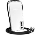 Hoesje geschikt voor Samsung Galaxy S22 5G met koord - draagriem - nek - kettinghoesje - Antishock - Transparant
