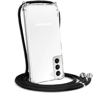 Hoesje geschikt voor Samsung Galaxy S22 5G met koord - draagriem - nek - kettinghoesje - Antishock - Transparant