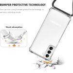 Hoesje geschikt voor Samsung Galaxy S22+ 5G met koord - draagriem - nek - kettinghoesje - Antishock - Transparant