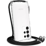 Hoesje geschikt voor Samsung Galaxy S22 Ultra 5G met koord - draagriem - nek - kettinghoesje - Antishock - Transparant