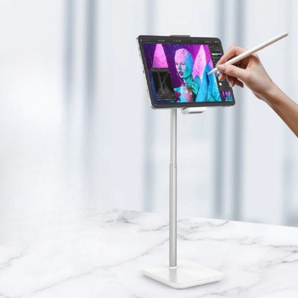 Tablet iPad standaard | Tablethouder Statief | Telefoonstandaard (bureau)tafel voor 4,7 tot 12,9 inch scherm (wit) - LB582