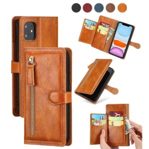 Hoesje geschikt voor Apple iPhone 13 - Boekhoesje - LichtBruin - Vintage portemonne hoes met ritssluiting