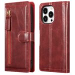 Hoesje geschikt voor Apple iPhone 13 - Boekhoesje - Rood - Vintage portemonne hoes met ritssluiting