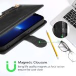 Hoesje geschikt voor Apple iPhone 13 Pro Max - Boekhoesje - Zwart - Vintage portemonne hoes met ritssluiting