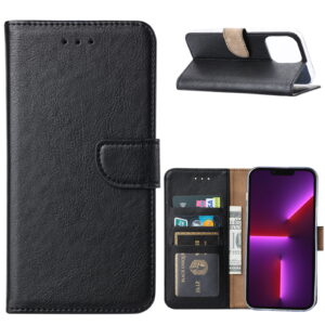 Hoesje geschikt voor Apple iPhone 14 Plus - Boekhoesje met kaartvakken - Zwart