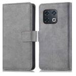 Hoesje geschikt voor OnePlus 10 Pro - Boekhoesje met kaartvakken - Grijs