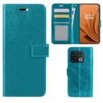 Hoesje geschikt voor OnePlus 10 Pro - Boekhoesje met kaartvakken - Turquoise