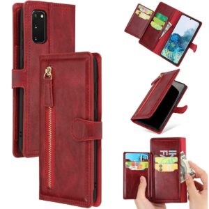 Hoesje geschikt voor Samsung Galaxy A03s - Boekhoesje - Rood - Vintage portemonne hoes met ritssluiting