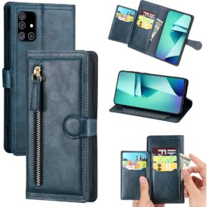 Hoesje geschikt voor Samsung Galaxy A22 5G - Boekhoesje - Blauw - Vintage portemonne hoes met ritssluiting