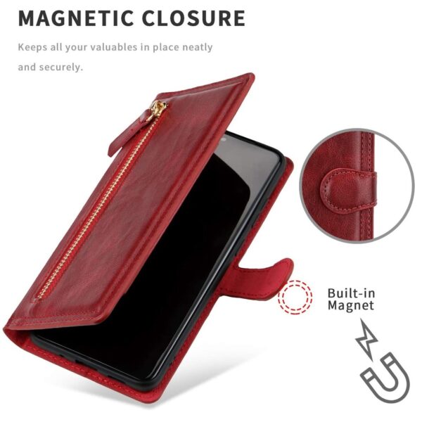 Hoesje geschikt voor Samsung Galaxy A22 5G - Boekhoesje - Rood - Vintage portemonne hoes met ritssluiting