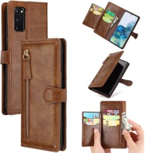 Hoesje geschikt voor Samsung Galaxy S20 FE - Boekhoesje - DonkerBruin - Vintage portemonne hoes met ritssluiting