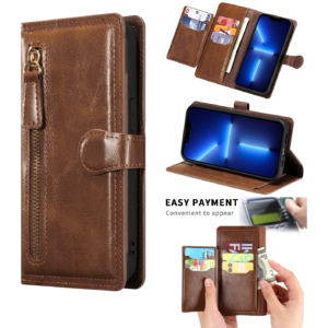 Hoesje geschikt voor Samsung Galaxy S20 FE - Boekhoesje - DonkerBruin - Vintage portemonne hoes met ritssluiting