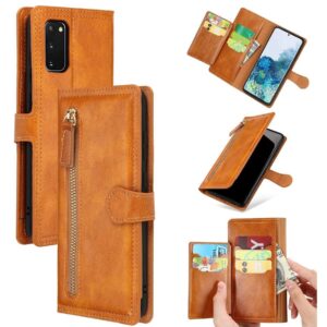 Hoesje geschikt voor Samsung Galaxy S20 FE - Boekhoesje - LichtBruin - Vintage portemonne hoes met ritssluiting