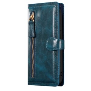 Hoesje geschikt voor Samsung Galaxy S22 - Boekhoesje - Blauw - Vintage portemonne hoes met ritssluiting