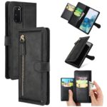 Hoesje geschikt voor Samsung Galaxy S22 - Boekhoesje - Zwart - Vintage portemonne hoes met ritssluiting