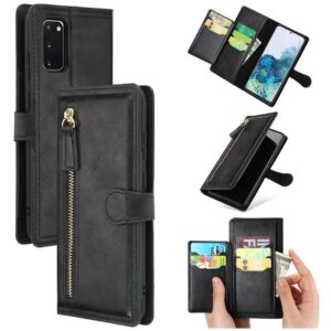 Hoesje geschikt voor Samsung Galaxy S22 Ultra - Boekhoesje - Zwart - Vintage portemonne hoes met ritssluiting