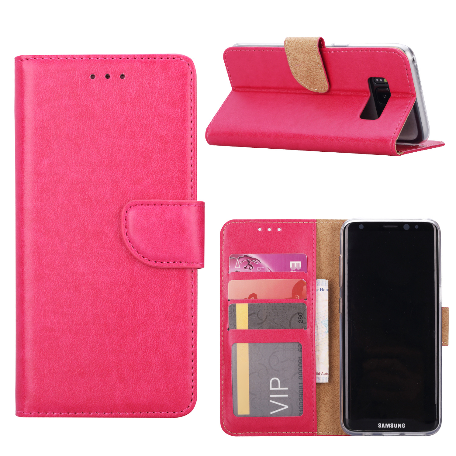 Hoesje geschikt voor Samsung Galaxy S8 Plus - Boekhoesje met kaartvakken - Roze