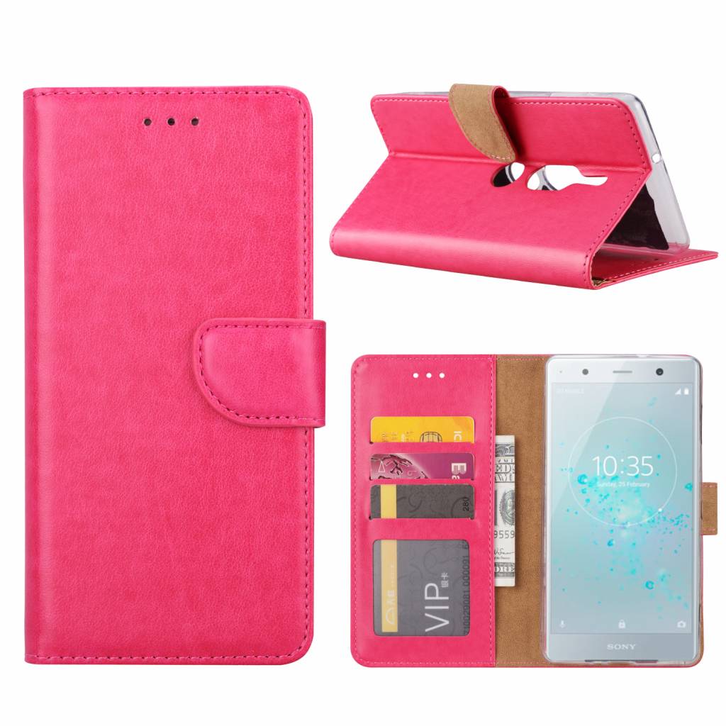 Hoesje geschikt voor Sony Xperia XZ2 Premium - Boekhoesje met kaartvakken - Roze