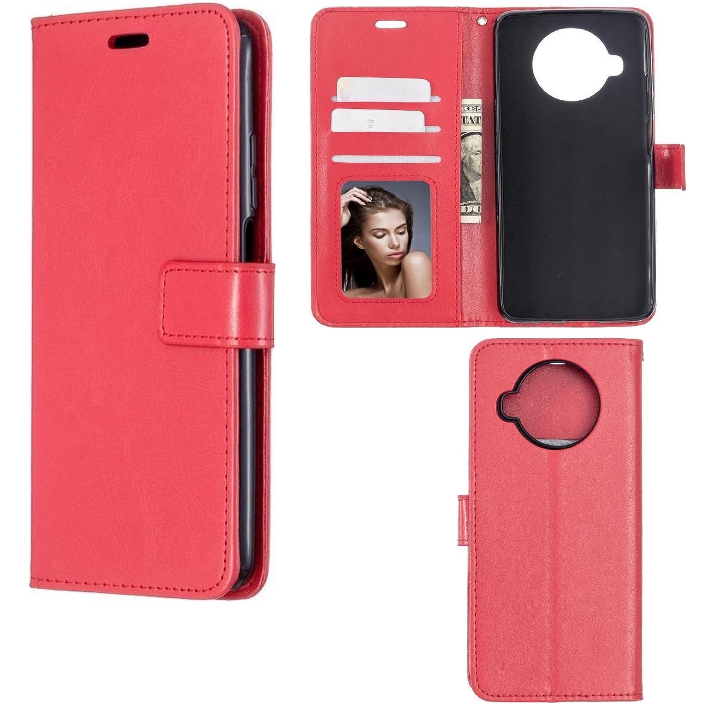 Hoesje geschikt voor Xiaomi Mi 10T Lite - Boekhoesje met kaartvakken - Rood