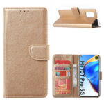 Hoesje geschikt voor Xiaomi Mi 10T Pro - Boekhoesje met kaartvakken - Goud