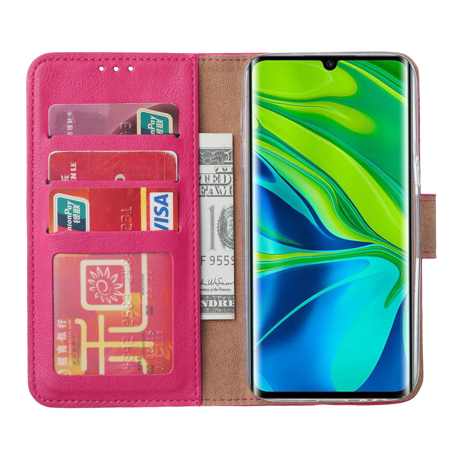 Hoesje geschikt voor Xiaomi Mi Note 10 Lite - Boekhoesje met kaartvakken - Roze