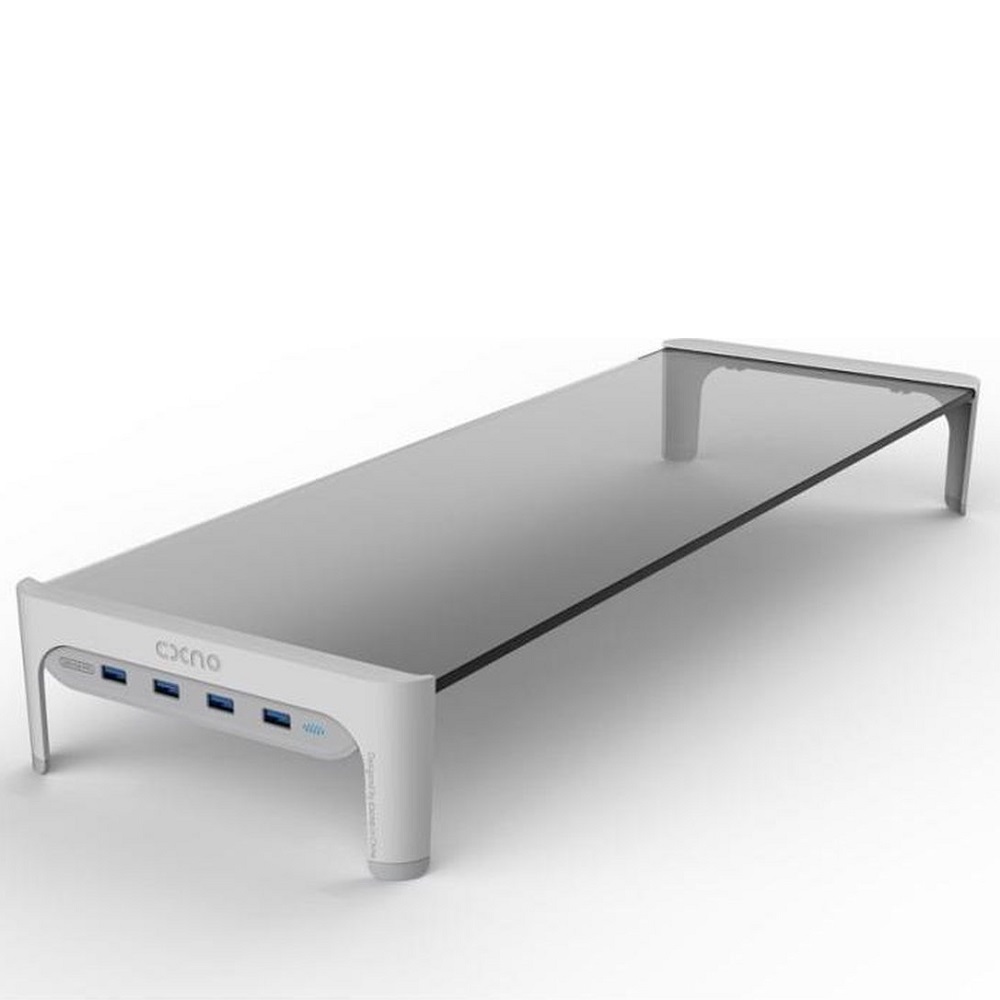 Monitorstandaard met USB 3.0 aansluiting | Monitor verhoger met oplader - (wit) LB558