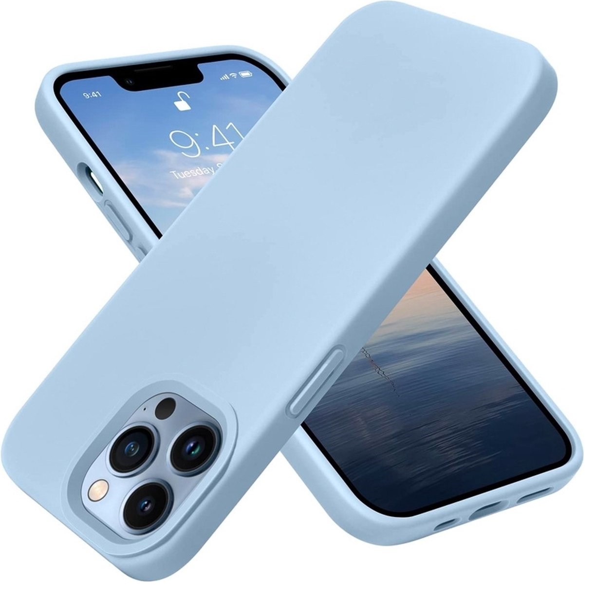 Siliconen hoesje - Licht blauw - Geschikt voor Apple iPhone 13 Pro Max