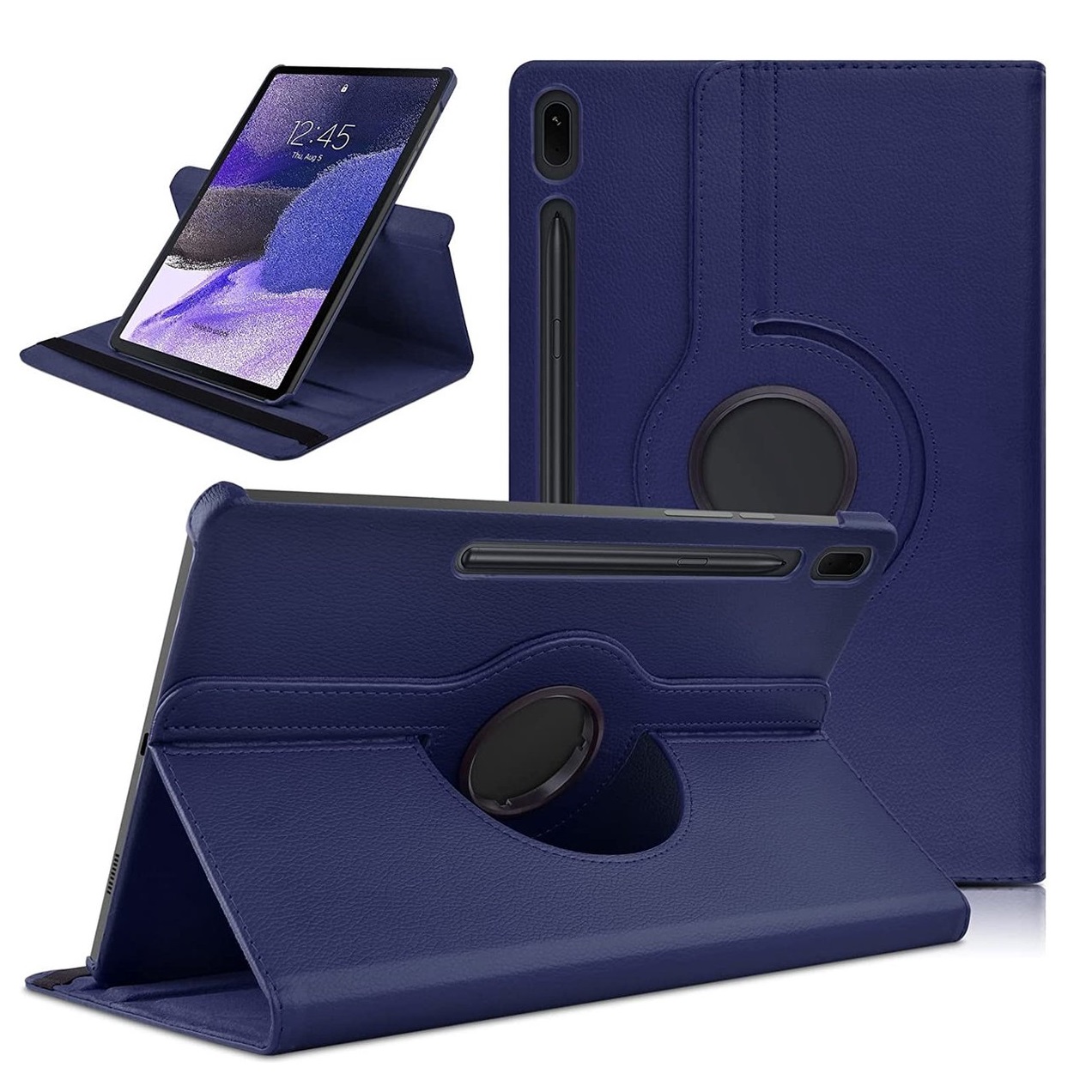 Tablet hoesje 360 - Donker Blauw geschikt voor Samsung Galaxy Tab S7 Plus -  All4Gadgets