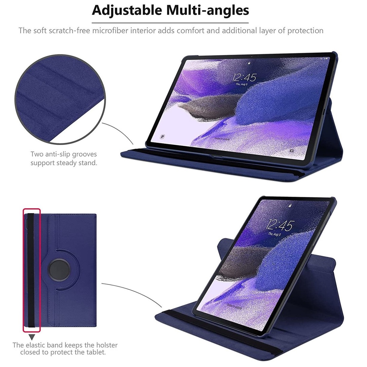 Tablet hoesje 360 - Donker Blauw geschikt voor Samsung Galaxy Tab S8 Plus