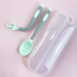 Baby Bestek | Lepel en Vork | Siliconen | Roze - Afbeelding 3