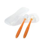 Baby Bestek  Lepelset| Twee Lepels | Siliconen | Oranje