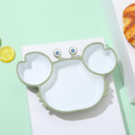 Siliconen Baby Bord met Zuignap | Onbreekbaar Bordje met Vakken | Eetbord geschikt voor Peuters en Kleuters | Groen