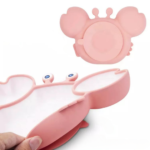 Siliconen Baby Bord met Zuignap | Onbreekbaar Bordje met Vakken | Eetbord geschikt voor Peuters en Kleuters | Roze
