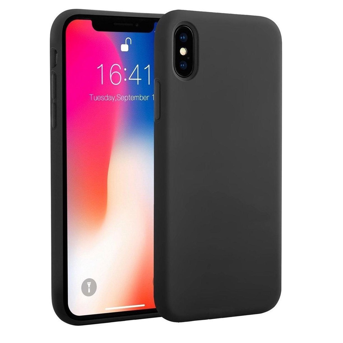 Siliconen hoesje geschikt voor iPhone X/Xs - Zwart