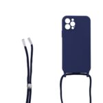 Siliconen hoesje met koord geschikt voor Apple iPhone 12 Pro - Blauw