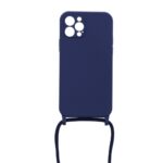 Siliconen hoesje met koord geschikt voor Apple iPhone 12 Pro - Blauw
