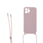Siliconen hoesje met koord geschikt voor Apple iPhone 12 Pro Max - Licht Roze