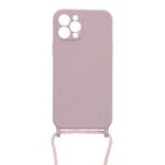 Siliconen hoesje met koord geschikt voor Apple iPhone 12 Pro Max - Licht Roze