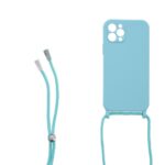 Siliconen hoesje met koord geschikt voor Apple iPhone 12 Pro - Turquoise