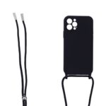 Siliconen hoesje met koord geschikt voor Apple iPhone 12 Pro - Zwart