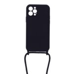 Siliconen hoesje met koord geschikt voor Apple iPhone 12 Pro - Zwart