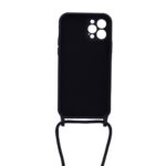 Siliconen hoesje met koord geschikt voor Apple iPhone 12 Pro - Zwart