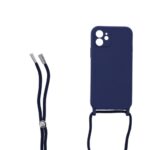 Siliconen hoesje met koord geschikt voor Apple iPhone 12 - Zwart