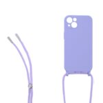 Siliconen hoesje met koord geschikt voor Apple iPhone 13 - Licht Roze