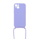 Siliconen hoesje met koord geschikt voor Apple iPhone 13 - Licht Roze