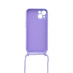 Siliconen hoesje met koord geschikt voor Apple iPhone 13 - Licht Roze