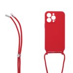 Siliconen hoesje met koord geschikt voor Apple iPhone 13 Pro - Licht Roze